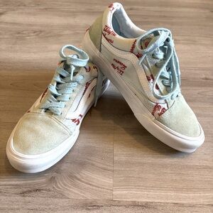 RARE Waffle Lovers VANS Old Skool Blue White Suede Sneakers Shoes Low Size US 6‎